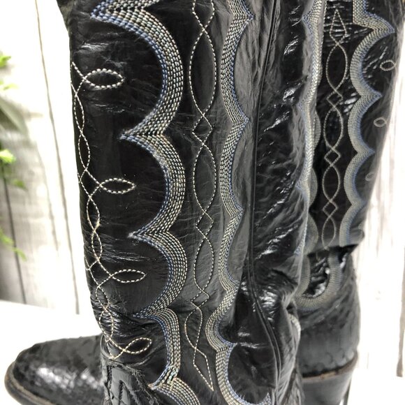 Tony Lama Men\'s Black Snakeskin Western Boots - Round Toe  Size 6.5 * main image 5